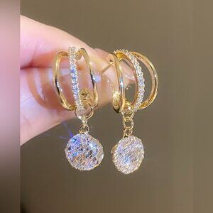 Elegant Gold Hoop Earrings with CZ Charm